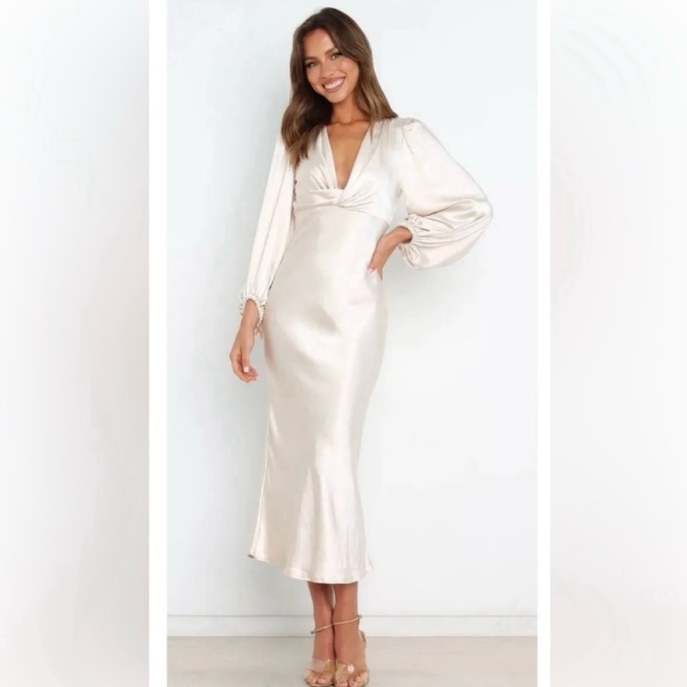 NWT Petal & Pup Grace Dress Champagne Satin